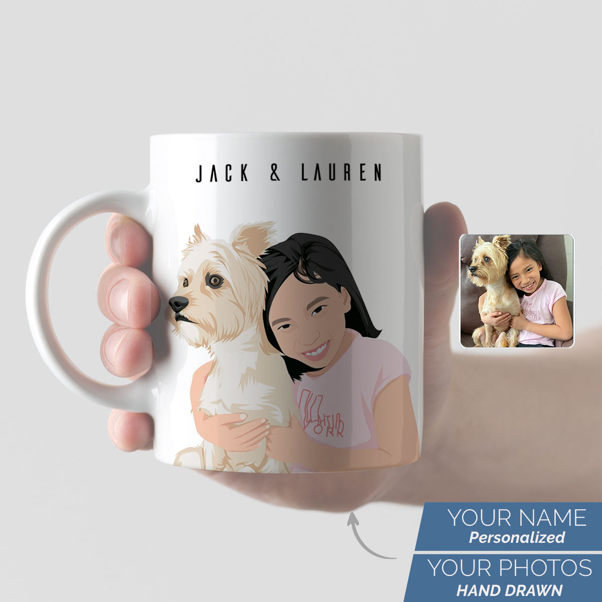 Personalized Dog and Owner Mug, Gift for Her, Gift for Him, Valentines, Handmade