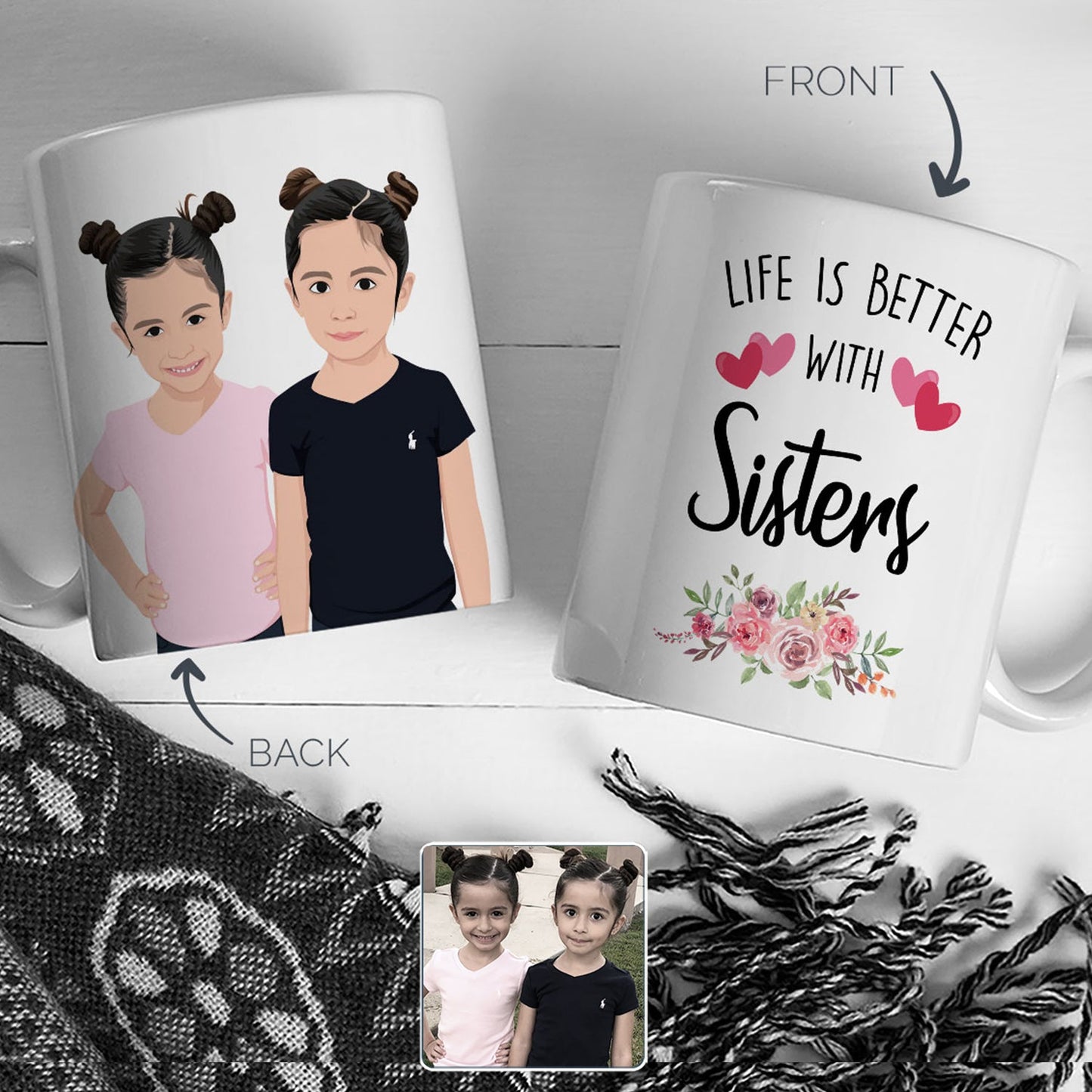 Life is Better with Sisters Mug Personalized, Gift for Her, Handmade