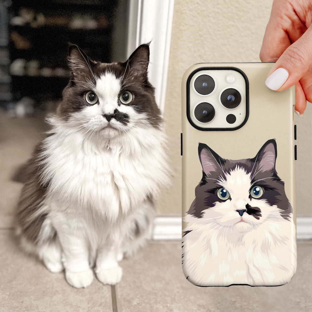 Custom Cat Portrait Phone Case, Gift for Her, Gift for Him, Valentines, Handmade