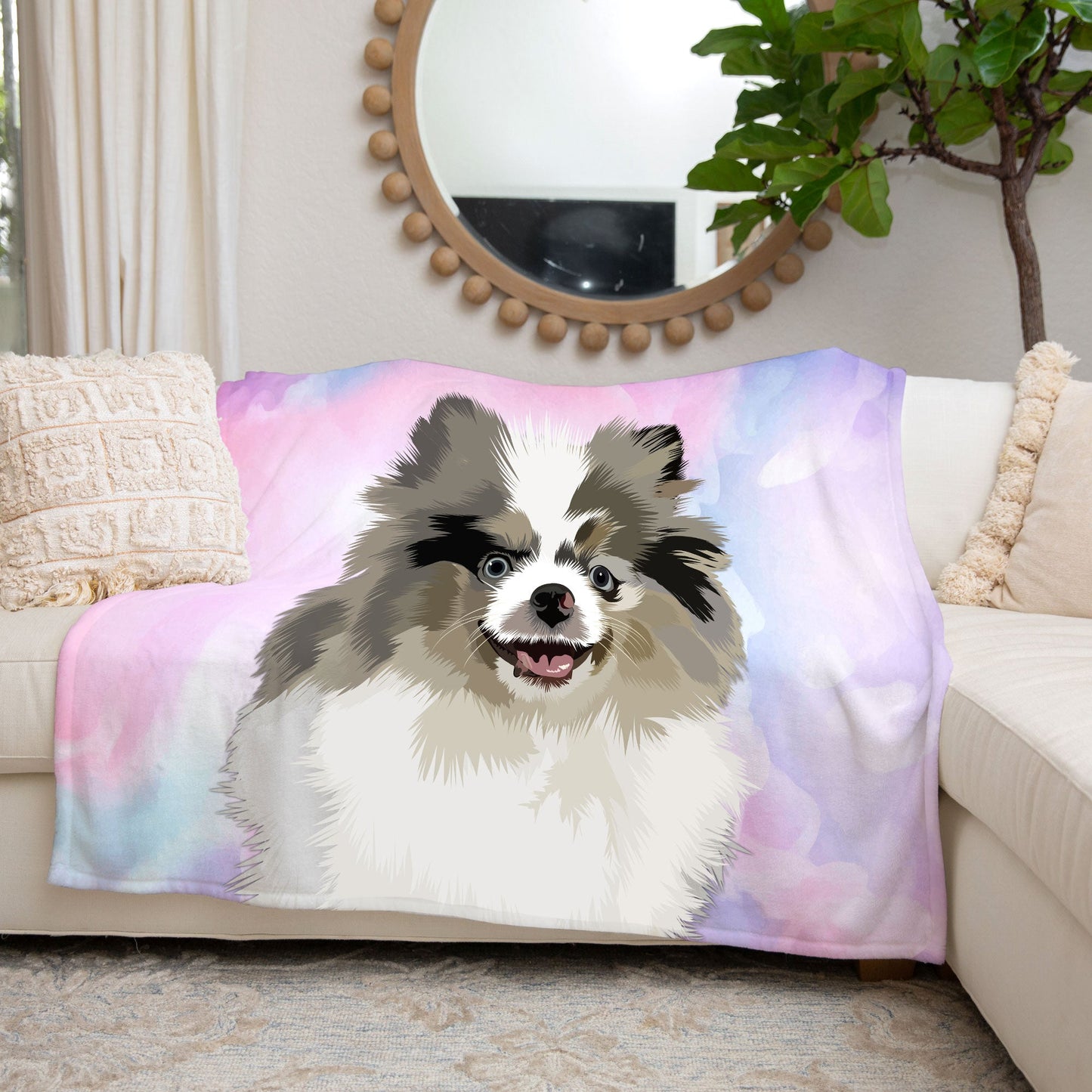 Custom Pet Blanket - Photo Drawing, Gift for Her, Gift for Him, Valentines, Handmade