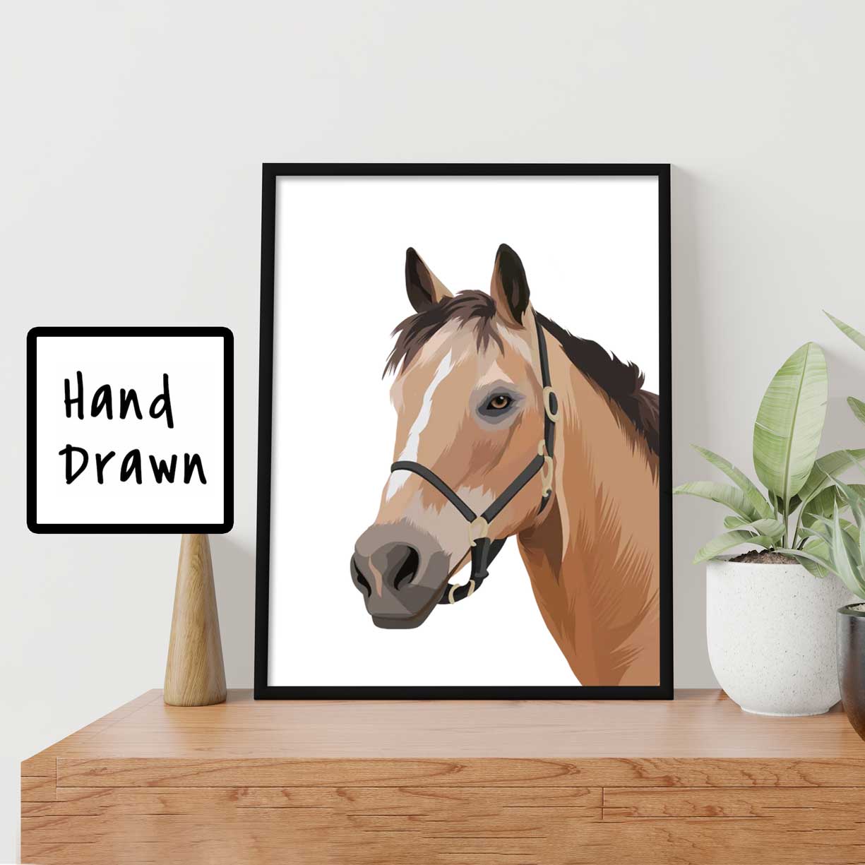 Custom Horse Illustration Portrait, Gift for Her, Gift for Him, Handmade