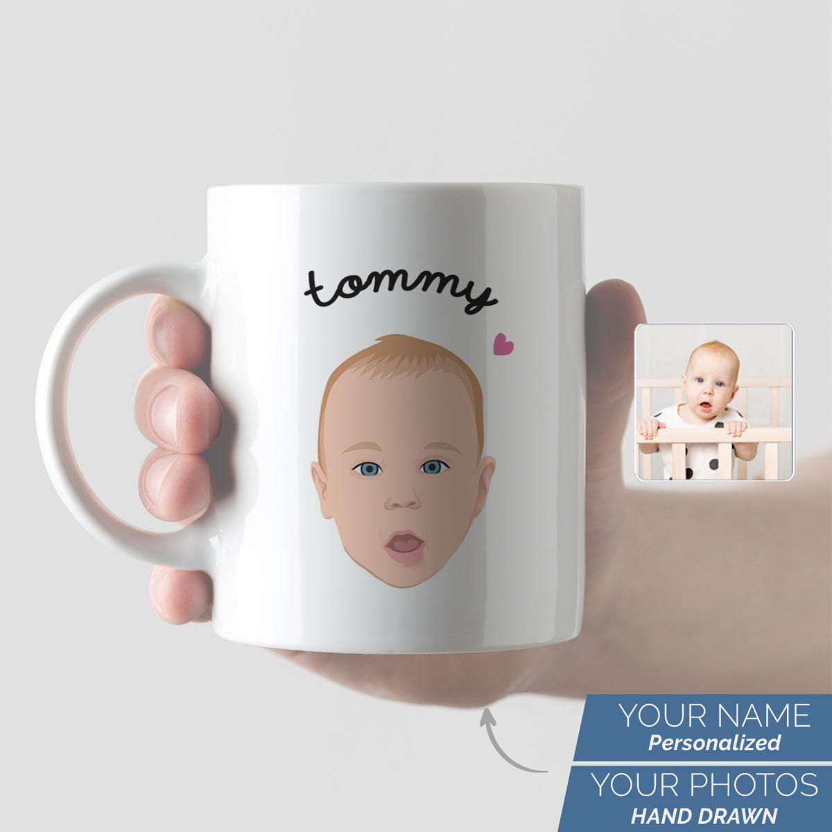 Custom Mug with Kids Face, Gift for Her, Gift for Him, Handmade