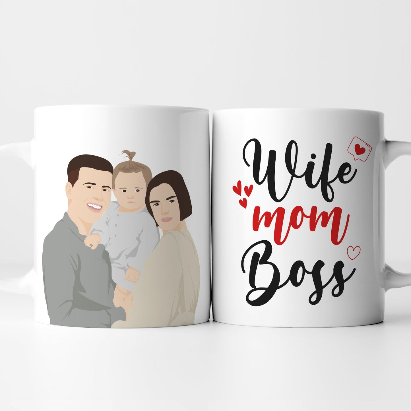 Personalized Wife Mom Boss Coffee Mug, Gift for Her, Handmade