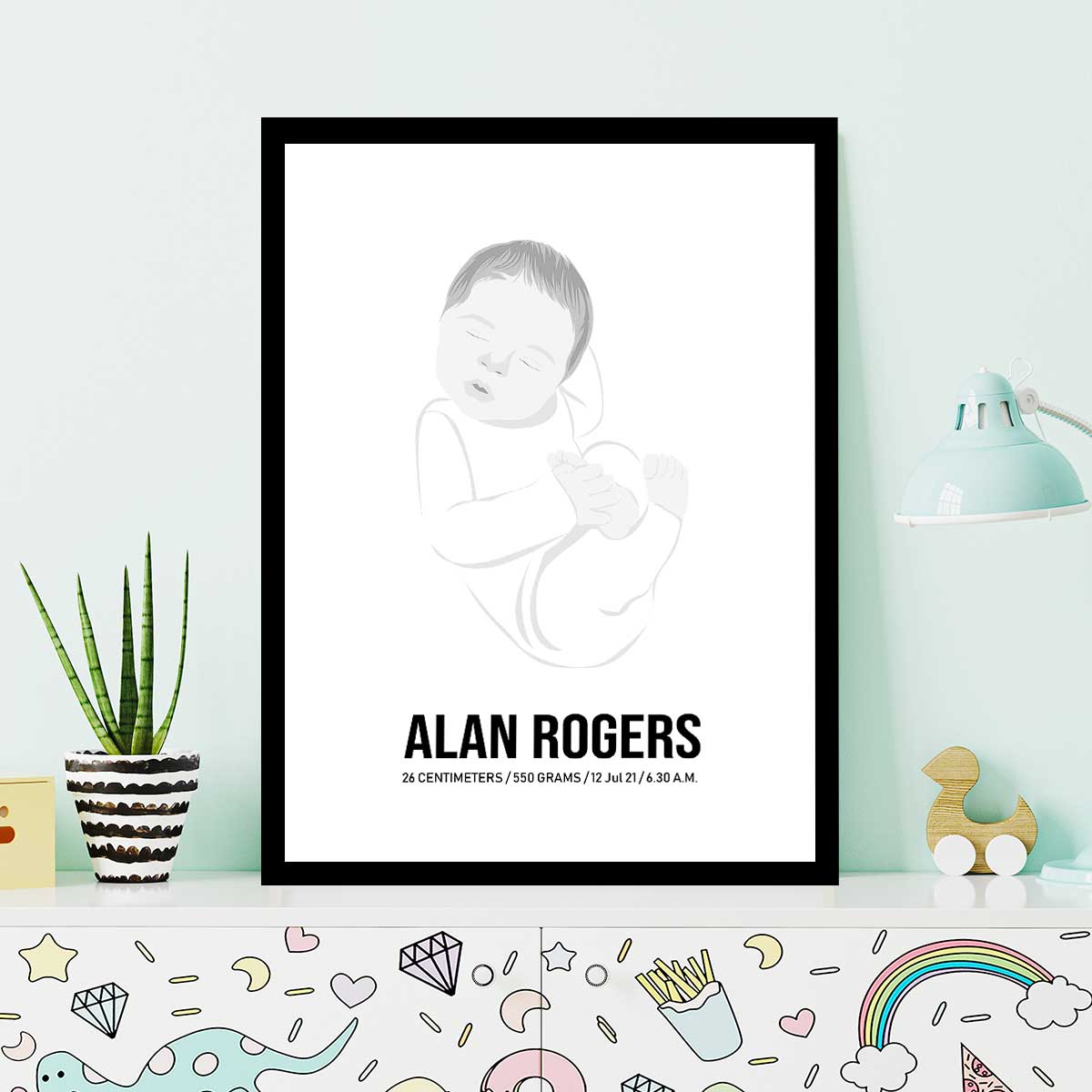 Custom Drawn Baby Portraits, Gift for Her, Gift for Him, Handmade