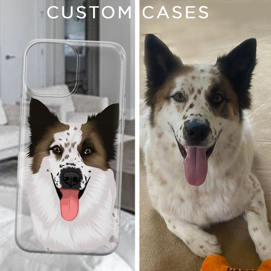 Custom Dog Drawing Clear Case, Gift for Her, Gift for Him, Valentines Gift