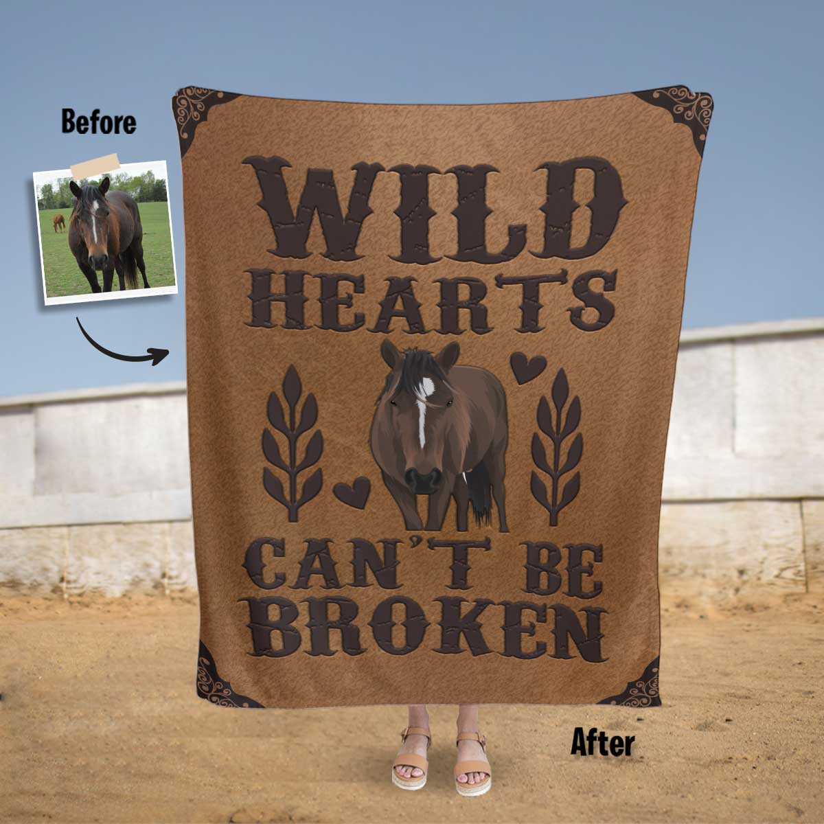 Custom Wild Hearts Horse Blanket, Gift for Her, Gift for Him, Valentines, Handmade