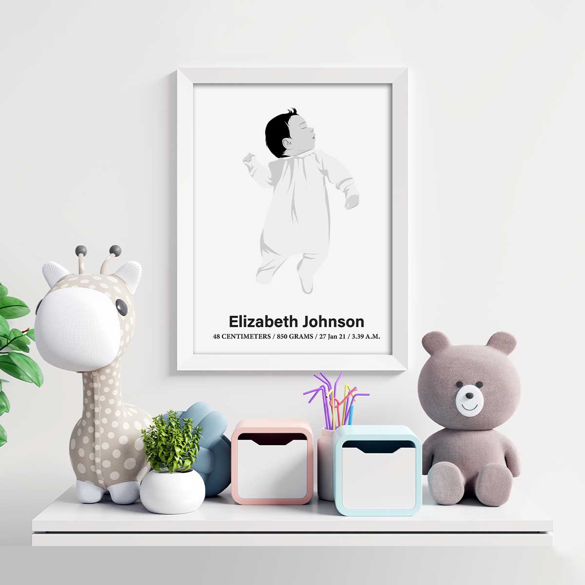 Custom Drawn Baby Portraits, Gift for Her, Gift for Him, Handmade