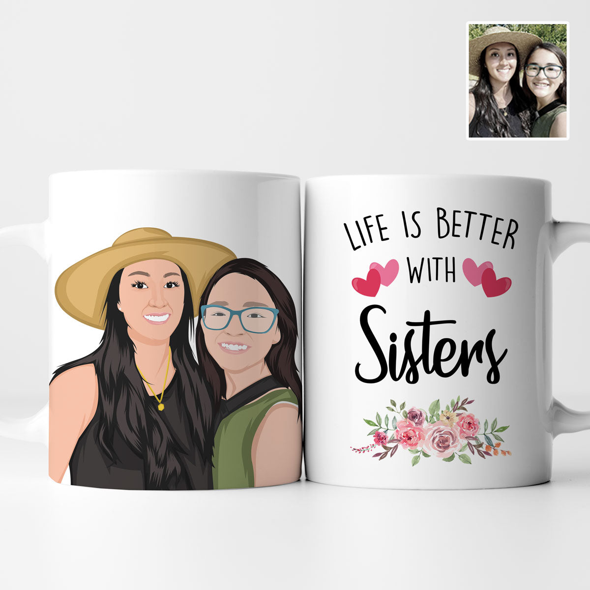 Life is Better with Sisters Mug Personalized, Gift for Her, Handmade