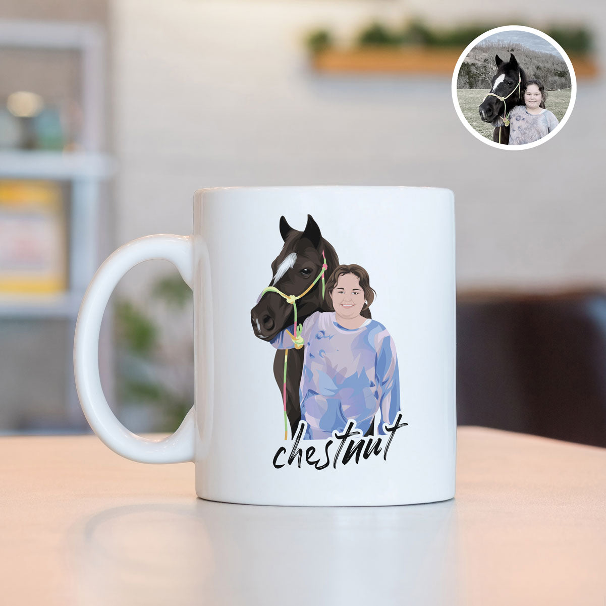 Custom Horse Drawing Mug, Gift for Her, Gift for Him, Valentines, Handmade