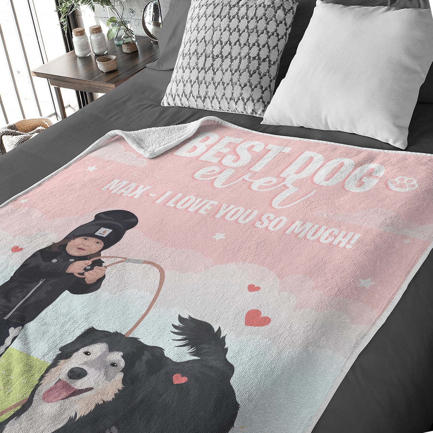 Best Dog Ever Blanket Personalized, Gift for Her, Valentines, Handmade