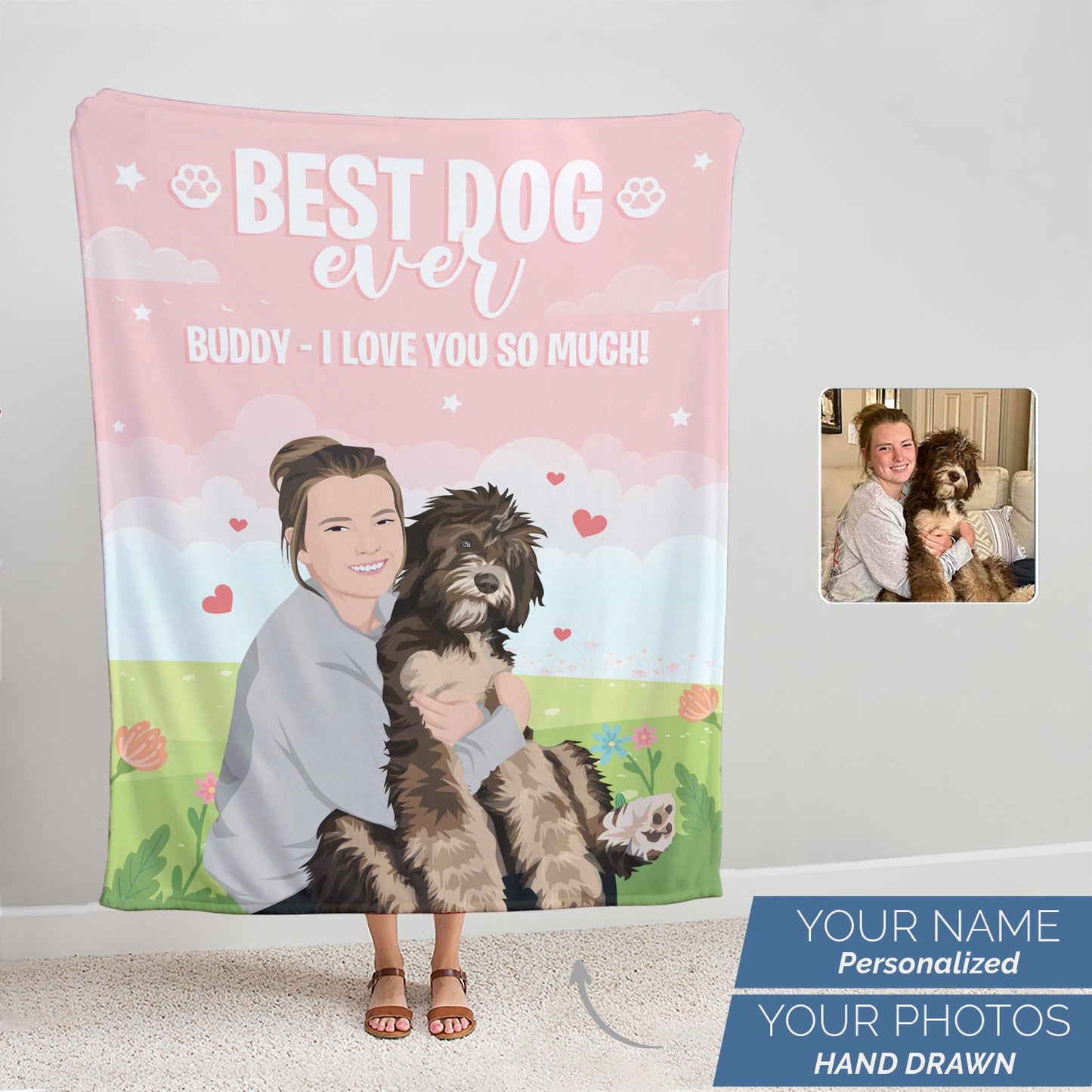 Best Dog Ever Blanket Personalized, Gift for Her, Valentines, Handmade