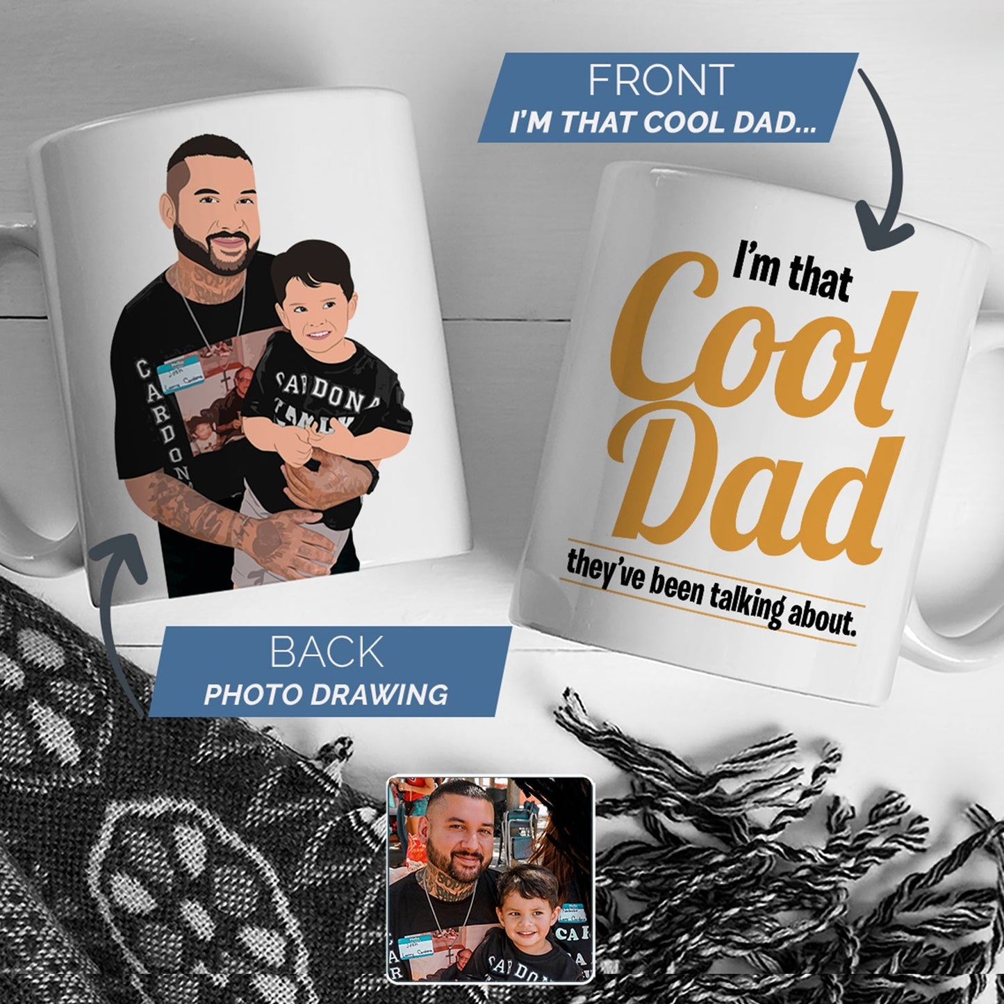 Personalized Cool Dad Mug, Gift for Him, Handmade