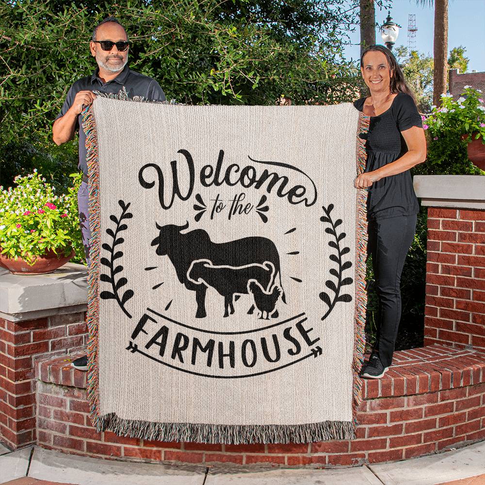 Welcome To The Farmhouse Heirloom Woven Blanket