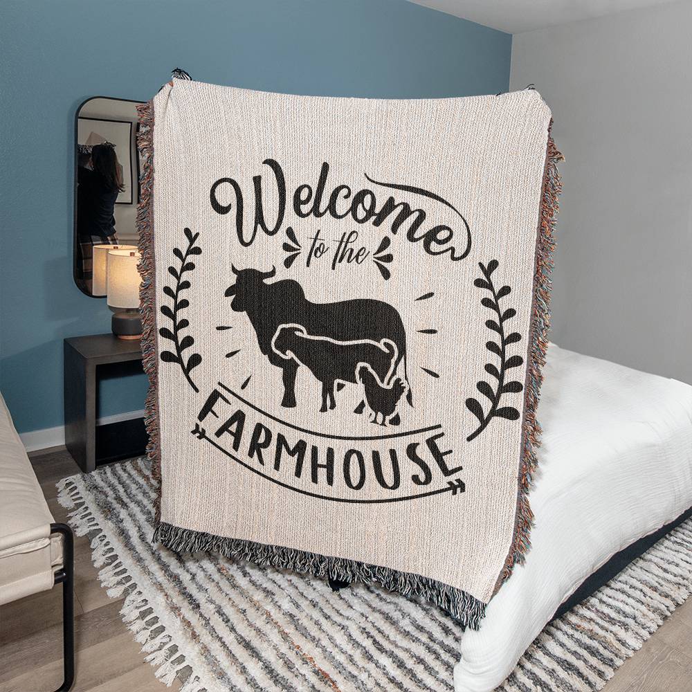 Welcome To The Farmhouse Heirloom Woven Blanket