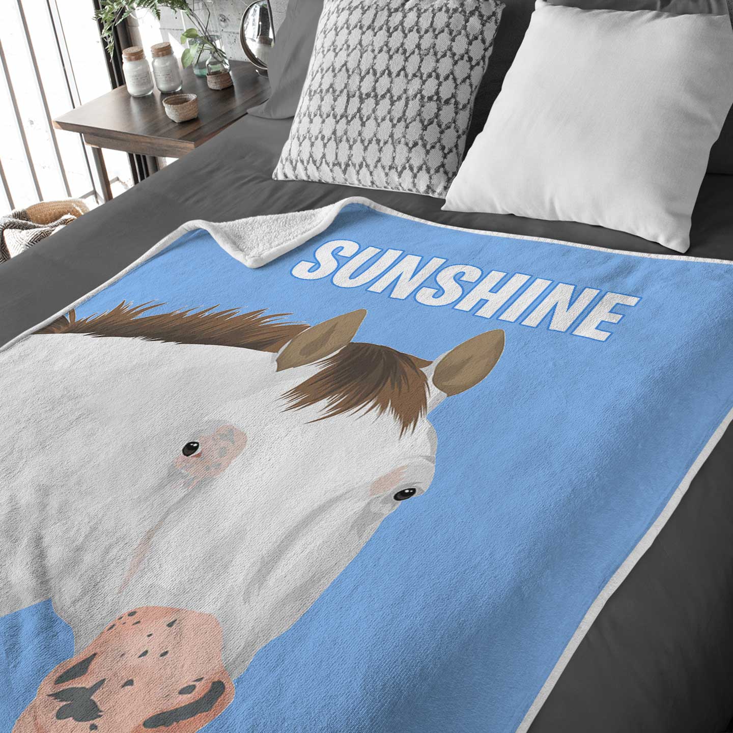 Custom Drawn Horse Blanket, Gift for Her, Gift for Him, Valentines, Handmade