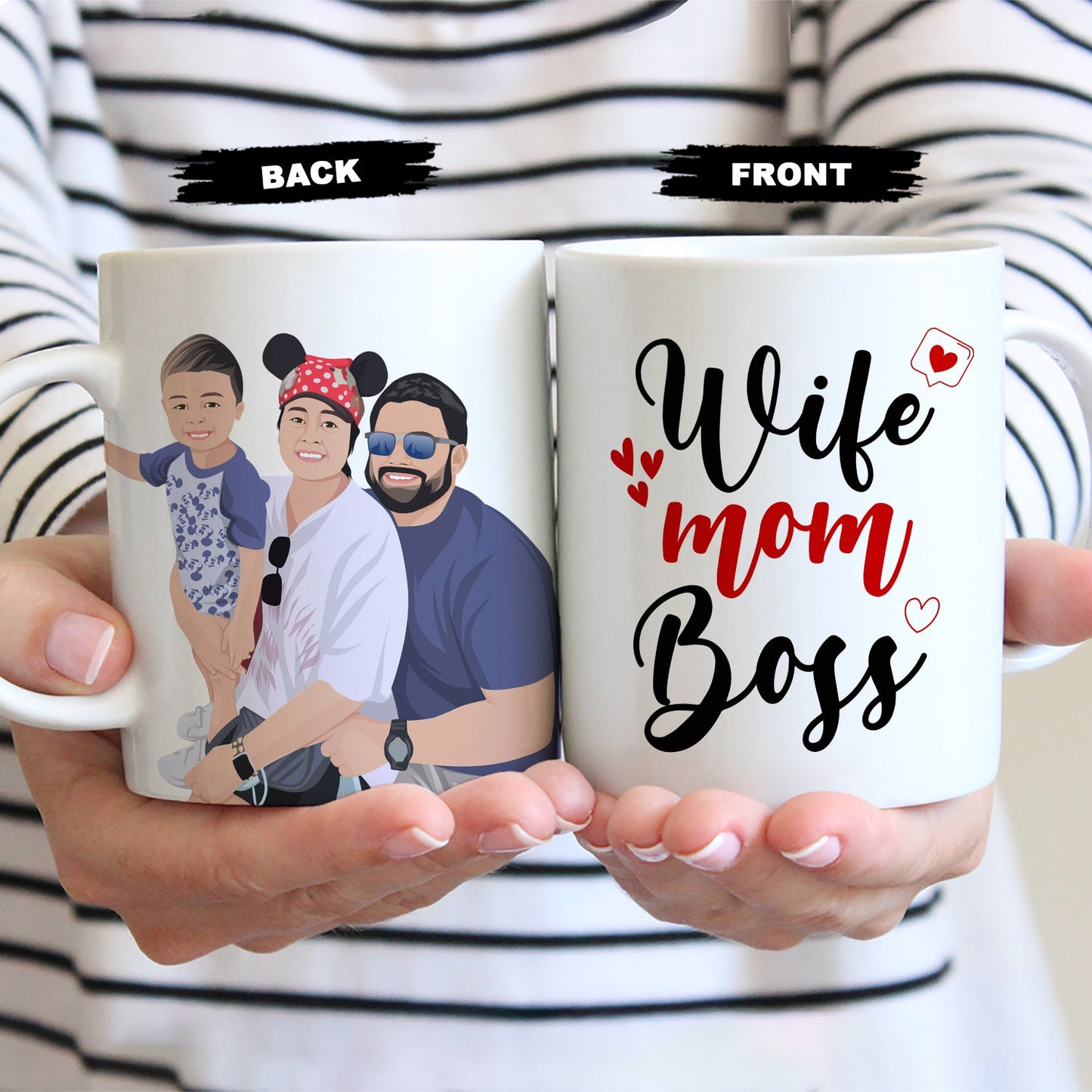 Personalized Wife Mom Boss Coffee Mug, Gift for Her, Handmade