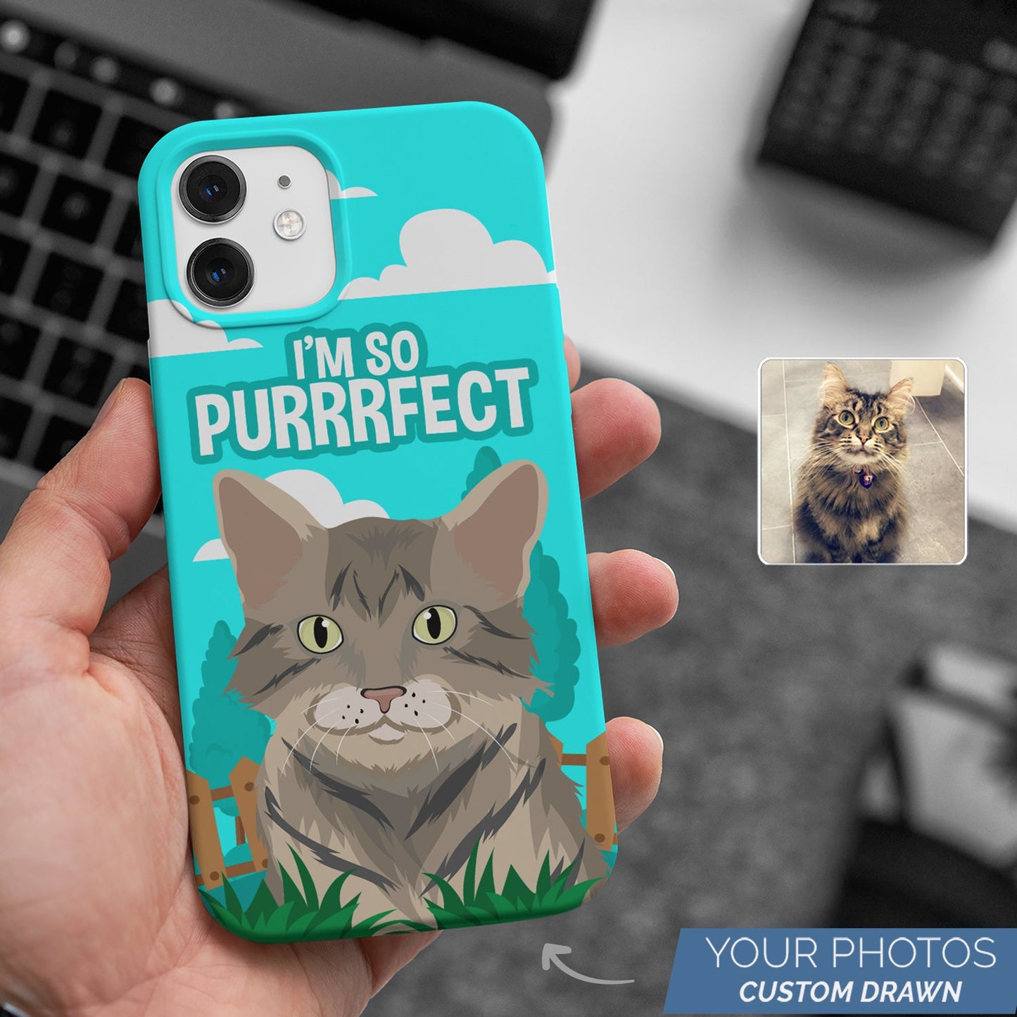 Purrfect Phone case Personalized, Gift for Her, Gift for Him, Valentines, Handmade