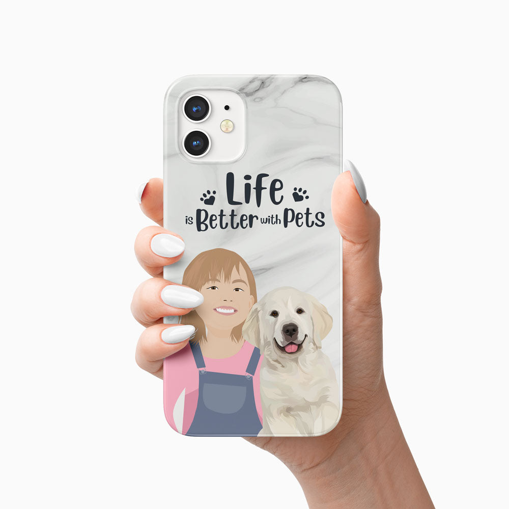 Life is Better with Pets Phone Case - Marble Print, Gift for Her, Gift for Him, Valentines, Handmade