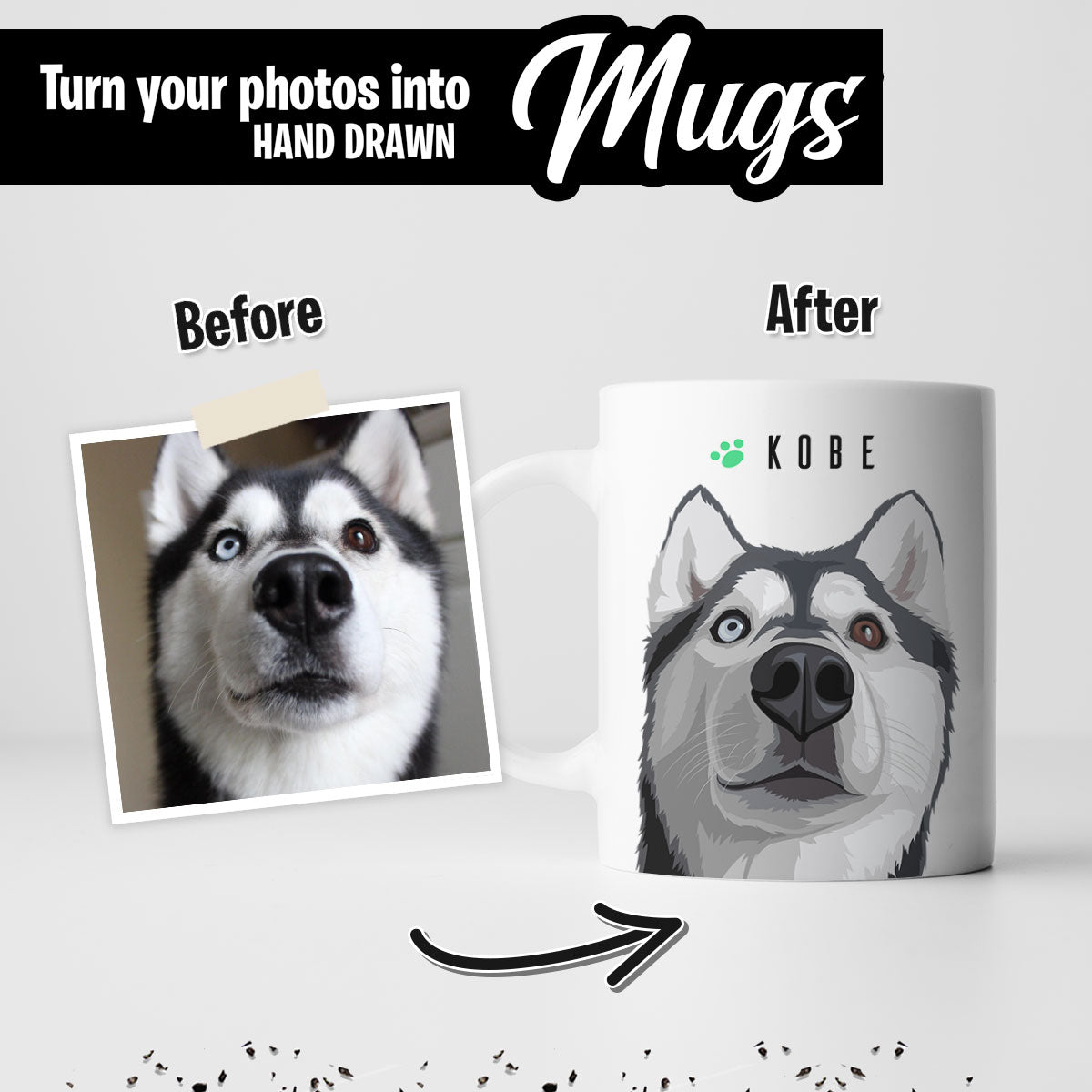 Pet Portrait Mug Personalized, Gift for Her, Gift for Him, Valentines, Handmade