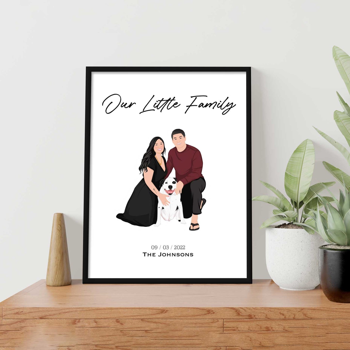 Custom Family Portrait Drawing, Gift for Her, Gift for Him, Handmade