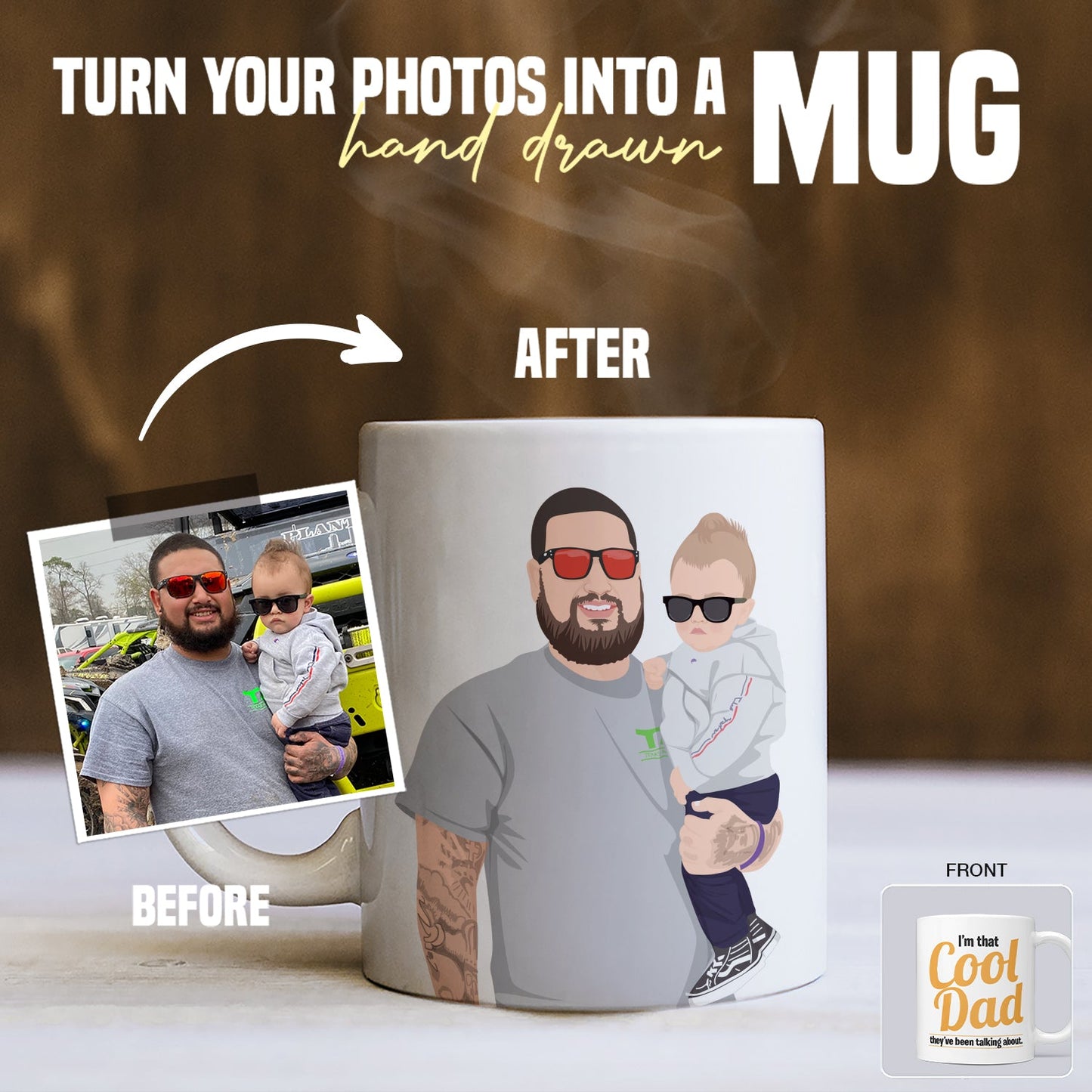 Personalized Cool Dad Mug, Gift for Him, Handmade