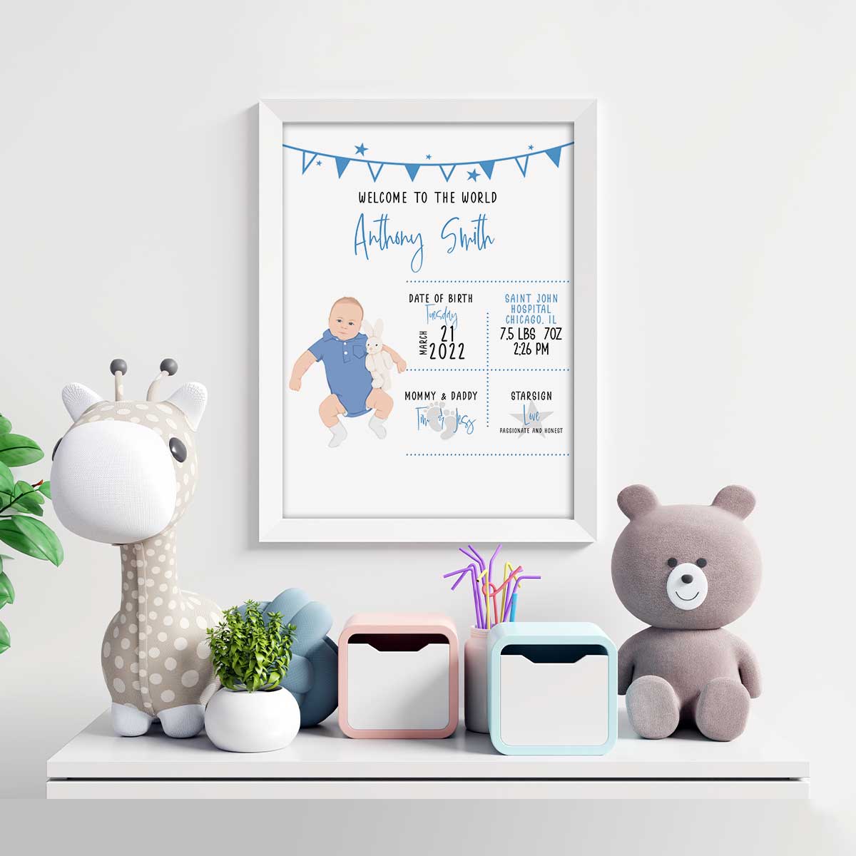 Custom Baby Birth details Wall Art, Gift for Her, Gift for Him, Handmade