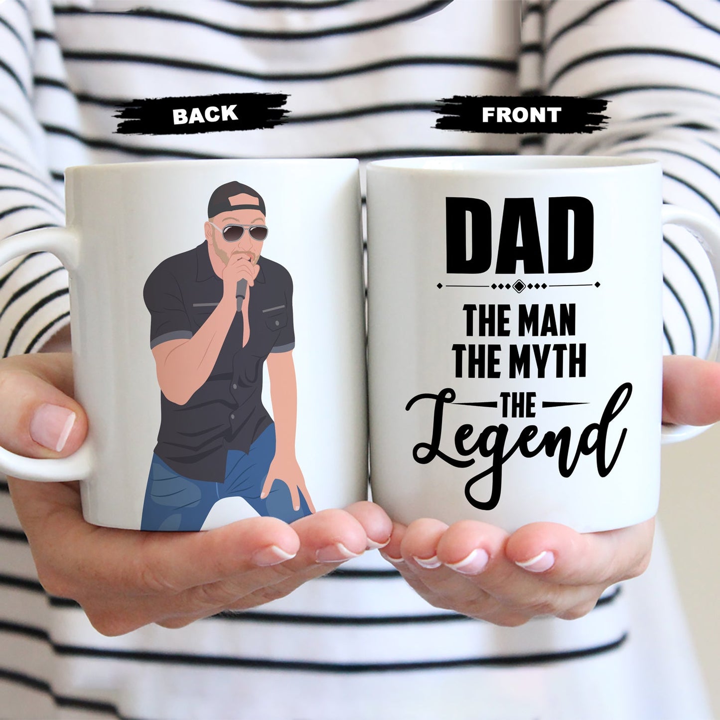 Dad the Man the Myth the Legend Mug Personalized, Gift for Him, Handmade