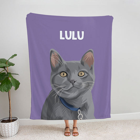 Custom Cat Portrait Blanket, Gift for Her, Gift for Him, Valentines, Handmade