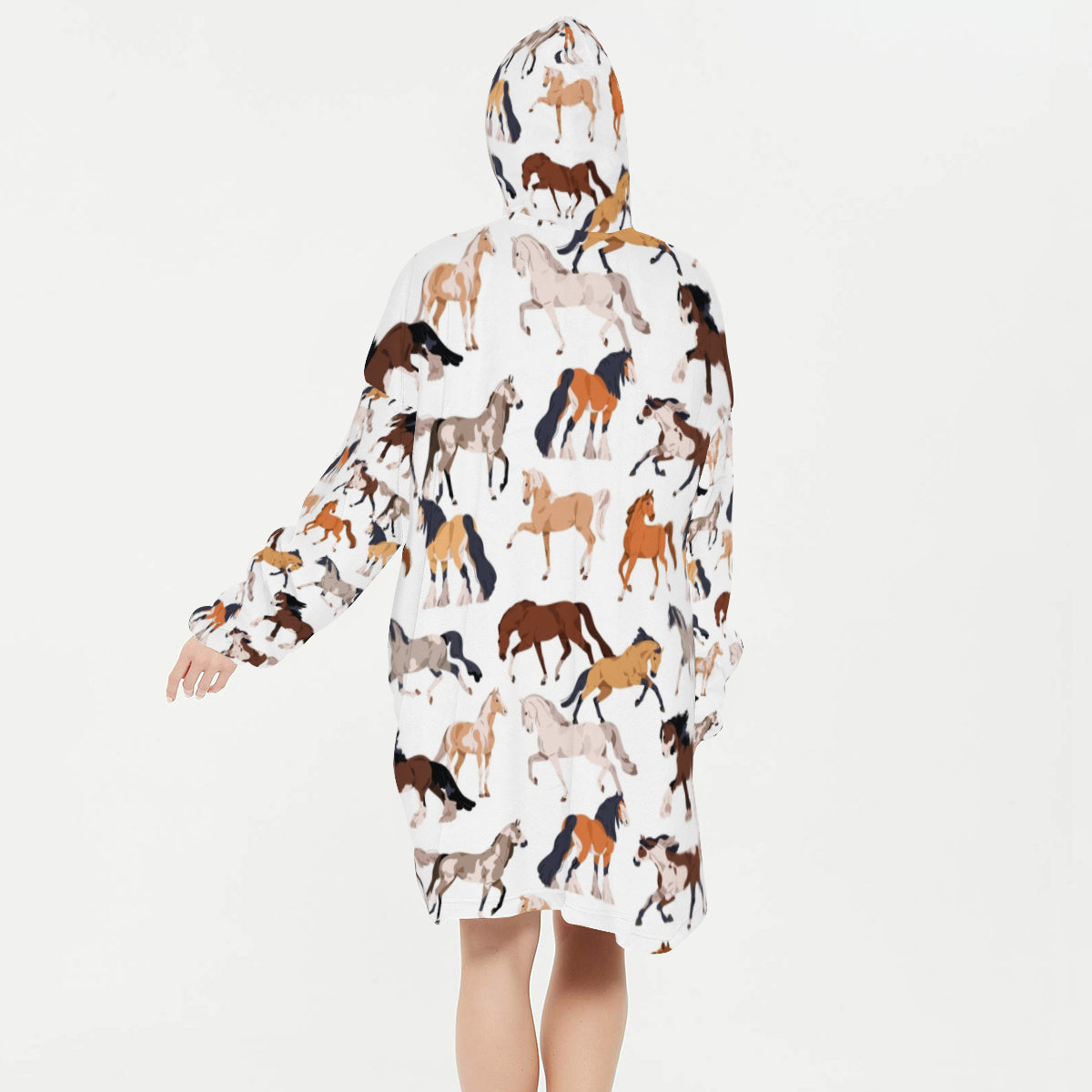 Wild Horses Hooded Sleeper Blanket Hoodie, One Size Adult