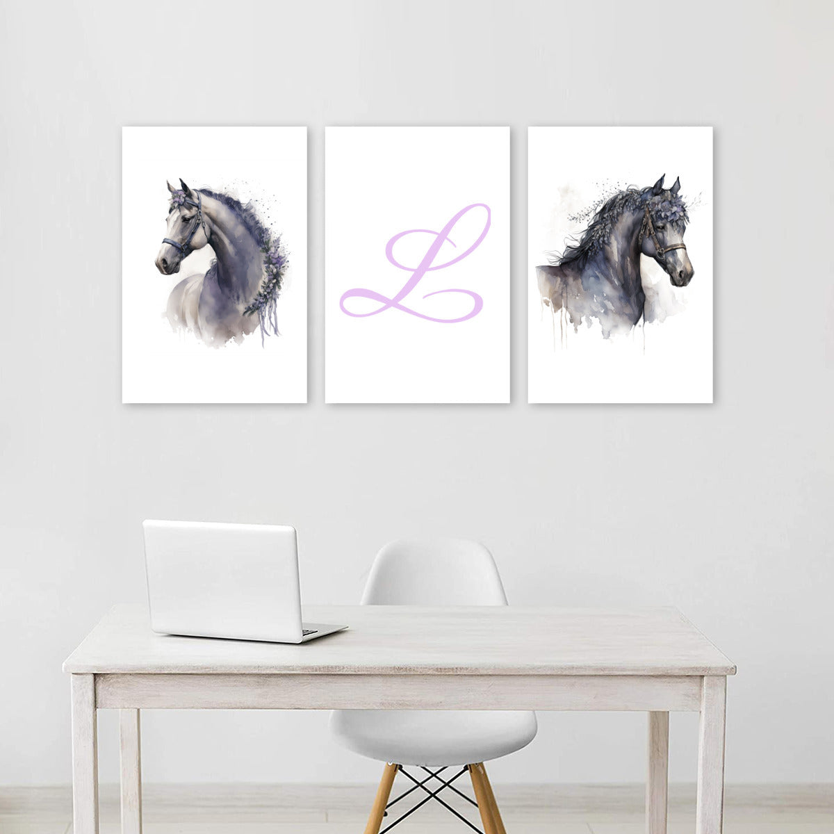 Customizable Letter Horse Dreamer, Tri-Print Canvas,