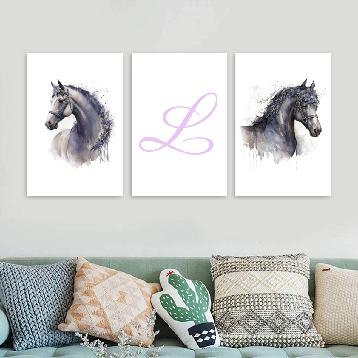 Customizable Letter Horse Dreamer, Tri-Print Canvas,