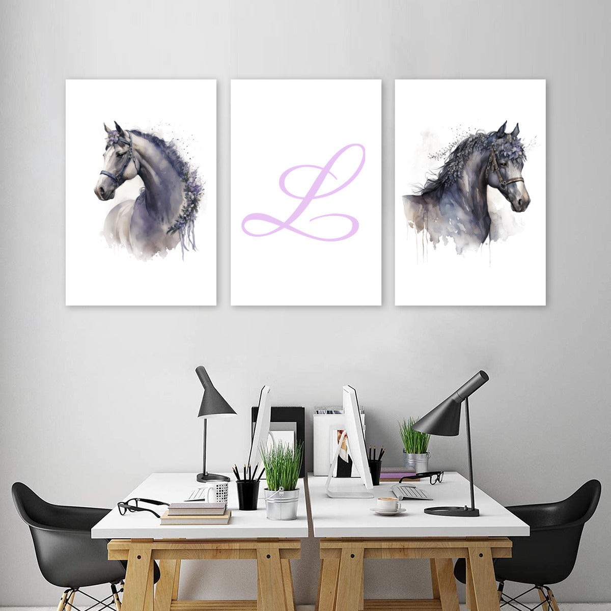 Customizable Letter Horse Dreamer, Tri-Print Canvas,